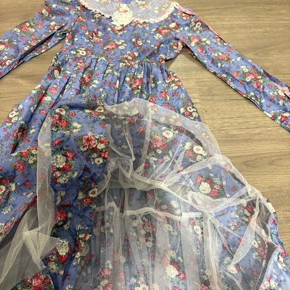 Vtg Rare Editions NWT Floral Prairie Dress Cottagecore Girls SZ 16 USA Blue Pink - Picture 15 of 16